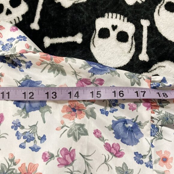 PETITE EXPRESS Vintage plus-size tie neck floral print blouse ~ XXL 2X sz 18 top - Picture 10 of 13